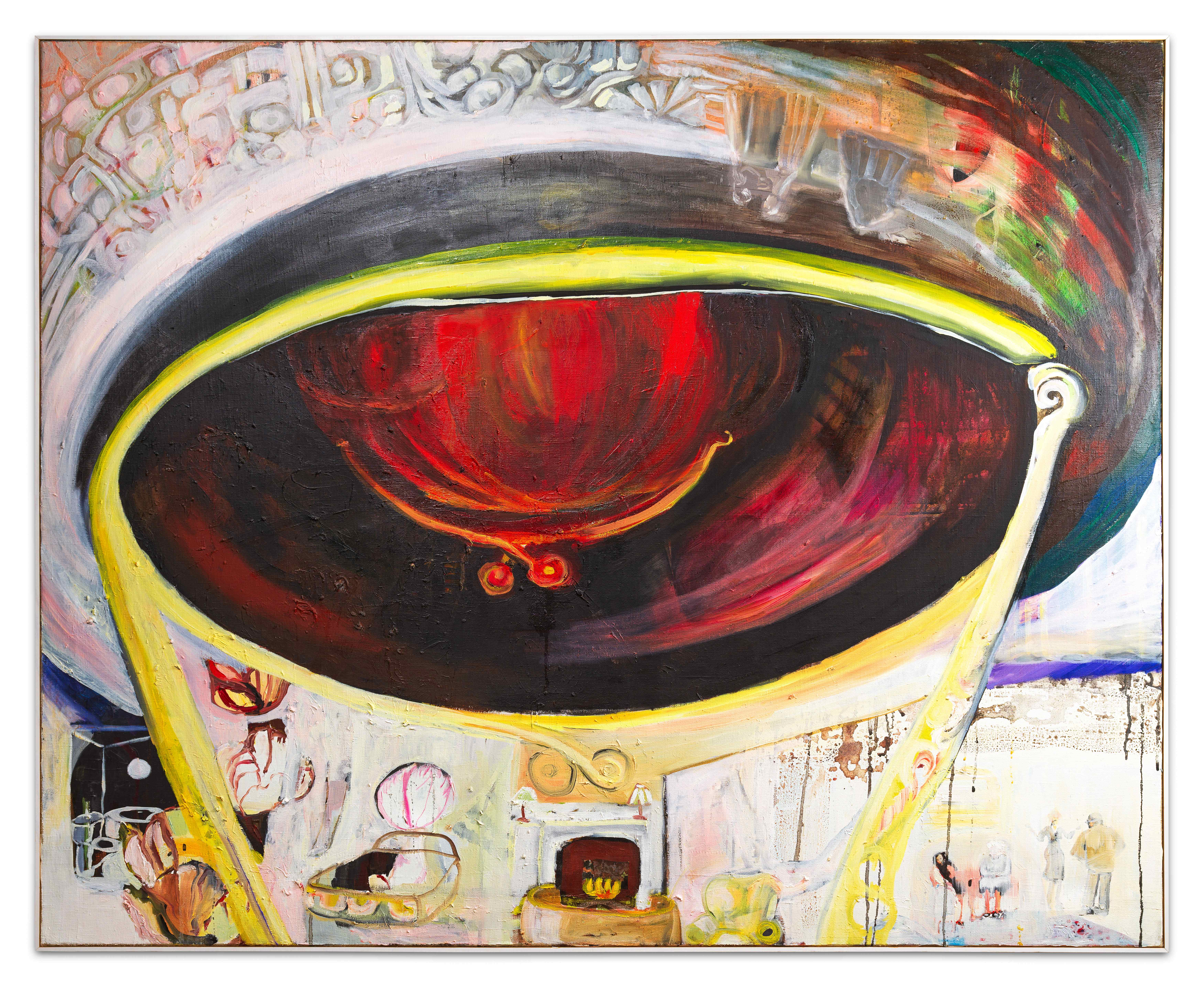 Large-scale painting with architectural elements