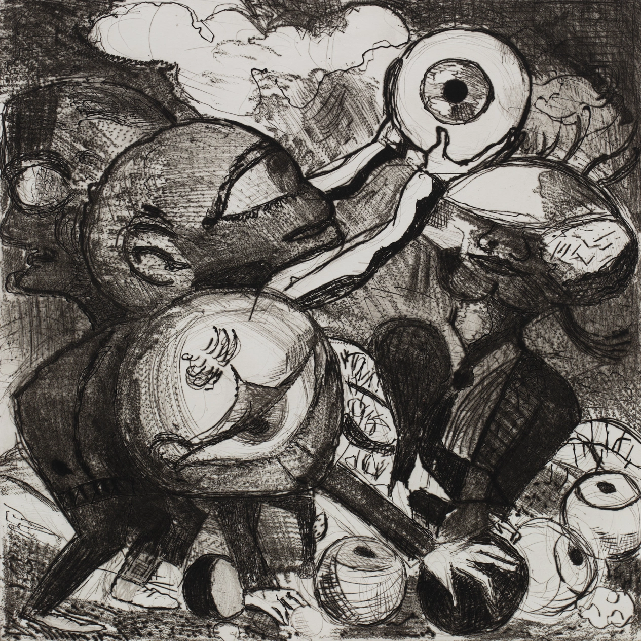 Dana Schutz, The Optometrists, 2025, etching